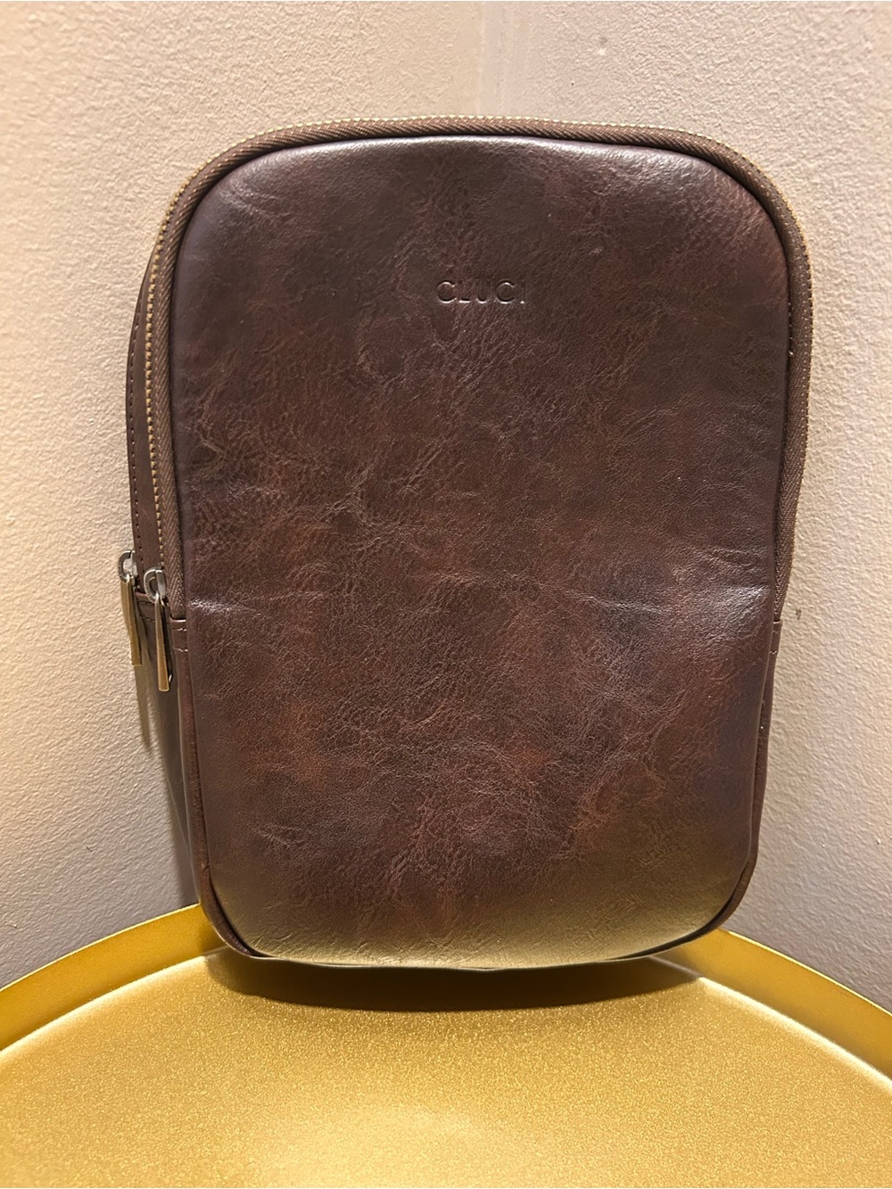 Brown Leather Compact Backpack Sling — Unbranded